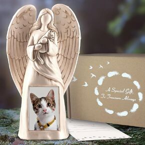 Muldale Dog Memorial Statue for Garden - Dog Angel Statue for Indoor or Outdoor - Rest in Peace Dog Stone with Photo Holder - 11"