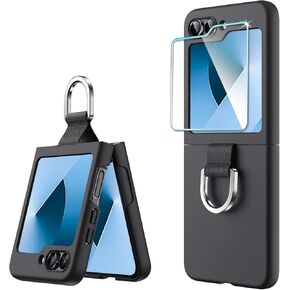 Case for Samsung Galaxy Z Flip 6, Galaxy Z Flip6 Phone Case with Ring & Front Screen Protector Slim Hard PC Cover for Samsung Galaxy Flip z 6 5G,Crystal Clear
