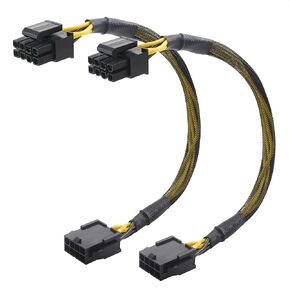 Cable Matters 2-Pack، كابل تمديد وحدة المعالجة المركزية EPS 8 Pin، ذكر إلى أنثى، 10 بوصة، كابل طاقة وحدة المعالجة المركزية 8 Pin/كابل ATX CPU 8 Pin