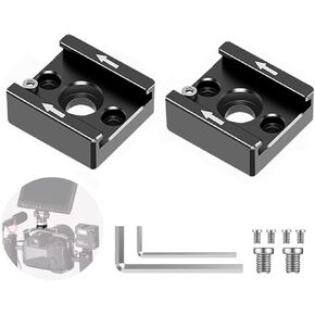 Cold Shoe Mount Adapter with 1/4"-20 and M2.5 Screw Holes, Cold Shoe Bracket for Camera Cage, DLSR Camera, Flash, Monitor, LED Light, Microphone and Other Photography Accessories - 2 Pack