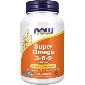 NOW Supplements, Super Omega 3-6-9 1200 mg with a blend of Fish, Borage and Flax Seed Oils, 180 Softgels