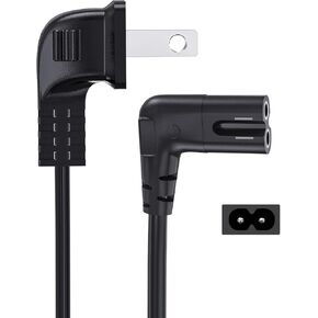 10FT TV Power Cord for LG TV 24" 28" 32" 40" 43" 48" 49" 50" 55" 60" 65" 75" 80" 85" Inch, 90 Degree Angled 18AWG 2-Prong to L-Shaped C7 Power Cord for LG 43LH570A 55UH6090 55LH575A TV Charger Cable