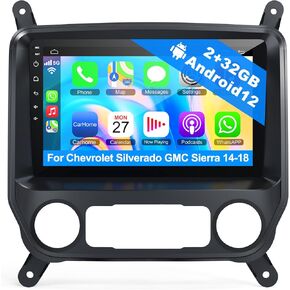 راديو سيارة Android 12 لسيارة شيفروليه سيلفرادو وجي إم سي سييرا 2014-2018، ستيريو سيارة بشاشة لمس IPS مقاس 10 بوصات مع تشغيل لاسلكي، Android Auto، نظام تحديد المواقع العالمي (GPS)، بلوتوث، FM، راديو سيلفرادو 4+64 جيجابايت مع كاميرا احتياطية in Kuwait