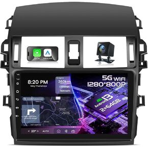 Radio for Toyota Corolla 2009-2013 Car Stereo 𝟐+𝟔𝟒𝐆 Wireless Carplay, 9 inch Touch Screen for Corolla Android Auto Bluetooth GPS 𝟓𝐆-𝐖𝐈𝐅𝐈 FM Mirror 𝟏𝟎𝟖𝟎𝐏 Backup Camera