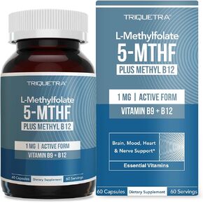 Organic Methyl Folate 1000 mcg + Methyl B12 Cofactor (300 Servings) – Metabolically Active 5-MTHF Form, Organic Berry Flavor, Liquid Sublingual Form – Mood, Cognition, Methylation, Pregnancy ( 1oz)