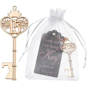 24pcs 40th Gold Key Bottle Opener 40th Birthday Party Favors, 40th Key Beer Bottle Opener Favors 40 Anniversary Souvenirs Return Gifts for Guests Party Decor Supplies