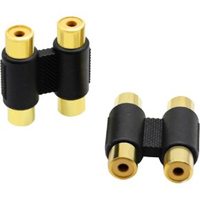 zdyCGTime (2-Pack Gold Plated Audio Video RCA Female to RCA Female Coupler Adapter A/V Joiner Video and Audio Coupler Metal Adapter (Gold) (1 RCA-Black Circle)