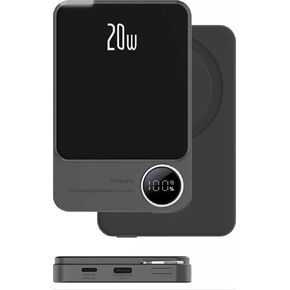 Fast Charging Magnetic Power Bank Wireless Charging Type C Quick Charge Support and Lightning Cable Compatible Port, LED Display Ultra Slim High Capacity Aluminum Body 5000mAh