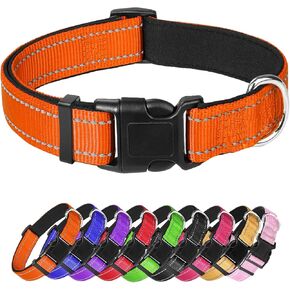Orange Dog Collar, Reflective Pet Collar with Buckle Adjustable Safety Nylon Collars for Small Medium Large Dogs, M