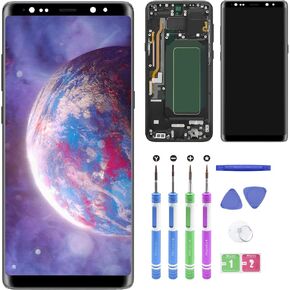 New Replacement for Samsung Galaxy S8 Plus+ G955 G955A G955F G955P G955R4 6.2" LCD LED Screen Digitizer Full Complete Frame Assembly with Repair Tools in(Black Border)