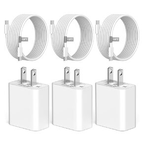 For iPhone 16 15 Charger Fast Charging, [MFi Certified] 3Pack 20W USB C Wall Charger Block - 10FT Long USB C to USB C Cable Cord for iPhone 16 15 Pro Max 15 Plus/iPad Mini/Air/Pro/AirPods Pro