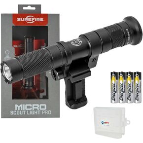 Sure Fire Micro Scout Light Pro M140A, 300 Lumens AAA-Powered Low Profile LED Tactical Light, IPX7 Waterproof, Anodized Aluminum Body, with Picatinny, M-LOK Rails, AAA Batteries, and Battery Box
