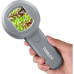 TOMLOV P10 Microscope for Adults Kids, Handheld Coin Magnifier with Light for Error Coins, Portable Trichome Magnifying Glass 100X, Collector Pocket Jewelers Loupe, Digital Microscope with 2" Screen
