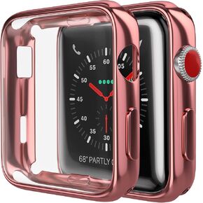 D & K Exclusives for Apple Watch Case 40mm Series 6 Series 5 with Screen Protector, 2 Pack Soft TPU All-Around Protective Case for iWatch Series 5 40mm, Reflective Pink