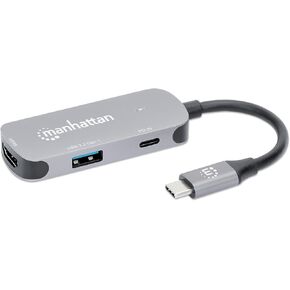 Manhattan USB C to 4K HDMI Adapter – 3 in 1 Multiport Docking Converter Hub, 4K@30Hz HDMI, 5 Gbps USB-A, 100W USB-C PD –Compatible with MacBook Pro, MacBook Air, Projector -3 Yr Mfg Warranty–130707
