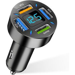 Augeny USB C Car Charger, 4 Port Auto Fast Charger with USB PD & QC 3.0, Cigarette Lighter USB Automotive Adapter Compatible with Most Mobile Cell Phone, Car Accessories (PD+QC 3.0) in Kuwait