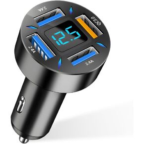 Augeny USB C Car Charger, 4 Port Auto Fast Charger with USB PD & QC 3.0, Cigarette Lighter USB Automotive Adapter Compatible with Most Mobile Cell Phone, Car Accessories (PD+QC 3.0)