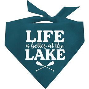 Life Is Better At The Lake Dog Bandana (Teal, OS 563)