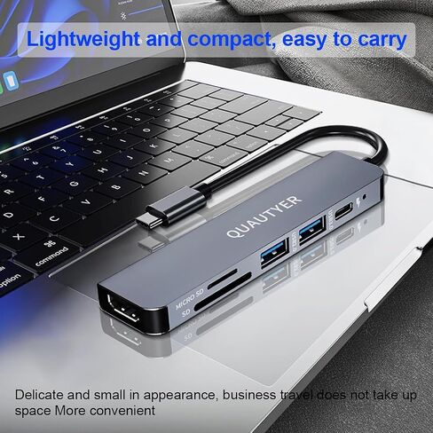 USB C Hub Multiport Adapter Dongle for MacBook Air 6 in 1 USB C to HDMI Multiport Adapter with 4K HDMI, 100W PD, USB 3.0, SD/TF Card Reader MacBook hdmi Adapter for MacBook Air/Pro, iPad, Dell XPS in Kuwait