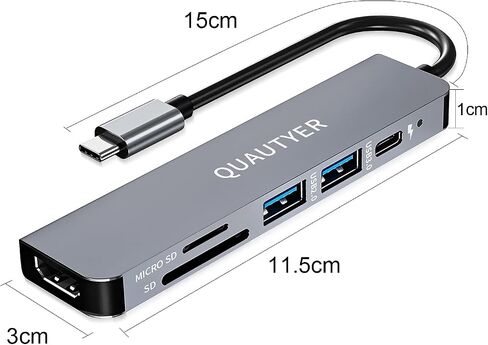 USB C Hub Multiport Adapter Dongle for MacBook Air 6 in 1 USB C to HDMI Multiport Adapter with 4K HDMI, 100W PD, USB 3.0, SD/TF Card Reader MacBook hdmi Adapter for MacBook Air/Pro, iPad, Dell XPS in Kuwait