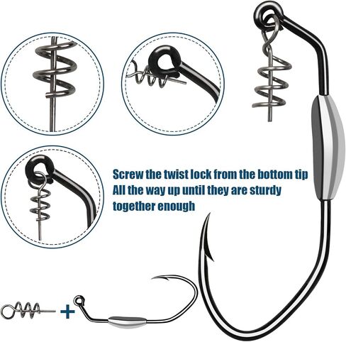 Twistlock Fishing Hooks, Swimbait Hooks Belly Offset Hooks Weighted Hook 1/0 3/0 4/0 for Soft Plastics Lures Fishing Saltwater Freshwater in Saudi Arabia