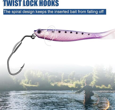 Twistlock Fishing Hooks, Swimbait Hooks Belly Offset Hooks Weighted Hook 1/0 3/0 4/0 for Soft Plastics Lures Fishing Saltwater Freshwater in Saudi Arabia