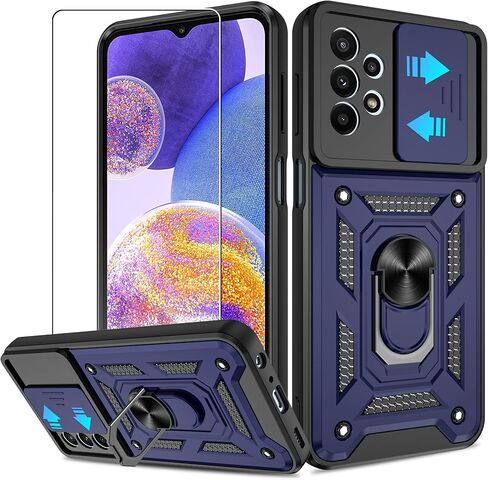 for Samsung A23 Case, Galaxy A23 5G/4G Case with HD Screen Protector, Atump Heavy Duty Shockproof Protective Case with Magnetic Car Mount Ring Stand [Military Grade] Protective Case, Black in Kuwait