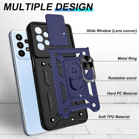 for Samsung A23 Case, Galaxy A23 5G/4G Case with HD Screen Protector, Atump Heavy Duty Shockproof Protective Case with Magnetic Car Mount Ring Stand [Military Grade] Protective Case, Black in Kuwait