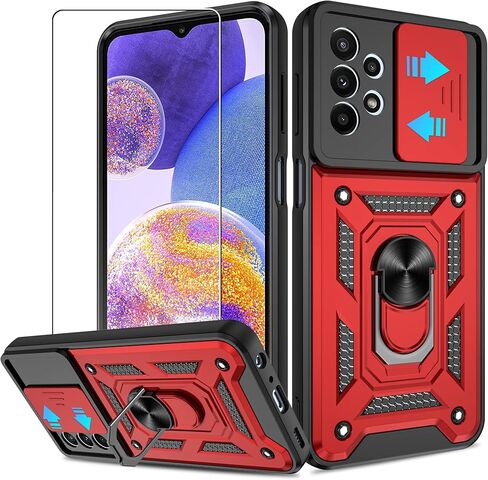 for Samsung A23 Case, Galaxy A23 5G/4G Case with HD Screen Protector, Atump Heavy Duty Shockproof Protective Case with Magnetic Car Mount Ring Stand [Military Grade] Protective Case, Black in Kuwait