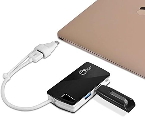 محول Siig SuperSpeed ​​​​3 منافذ USB 3.0 LAN Hub مع منفذ RJ45 Gigabit Ethernet ومحول USB-C إلى Type-A - أبيض in Kuwait