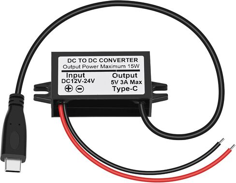 DC 12V/24V to 5V USB C Buck Converter 3A 15W Type-C Output Charging Module Waterproof Buck Power Adapter Compatible with Raspberry Pi 4, Mobile Phone … in Kuwait