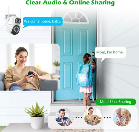 Security Camera Outdoor, 【6MP Dual Lens】 WiFi Wireless Outside Cameras with 3M Cord, IP66 Waterproof, AI Human Tracking, 24/7 Recording, Color Night, 2-Way Talk, 360°View, SD/Cloud in Kuwait