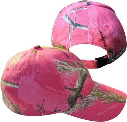 Real Tree Hot Pink Camo Cap Hat Visor, Ladies Fit, Structured, Wicking, Flex-Strap for Ponytail Hole, Reeltree Country Hunting Fashion Cap Hat in Kuwait