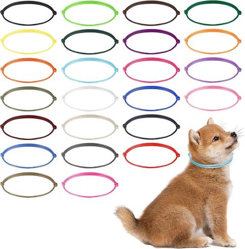 24Pcs Puppy ID Collars for Litter, Adjustable Soft Whelping Collars for Small Puppies, 2.2'' Min Colored Newborn Puppy Collars, Identification Collar Bands for Kitten Tiny Dogs Pet in Saudi Arabia