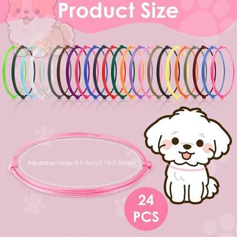 24Pcs Puppy ID Collars for Litter, Adjustable Soft Whelping Collars for Small Puppies, 2.2'' Min Colored Newborn Puppy Collars, Identification Collar Bands for Kitten Tiny Dogs Pet in Saudi Arabia