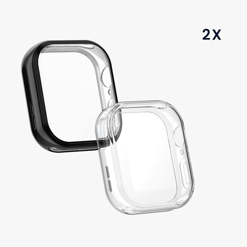kwmobile Case Compatible with Huawei Watch Fit 3 Case - 2X TPU Silicone Fitness Tracker Cover - Transparent/Black in Saudi Arabia