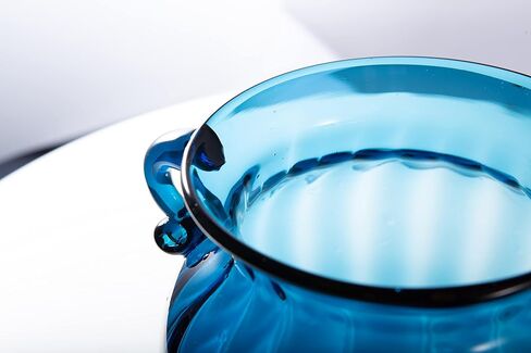 مزهرية زهور زجاجية زرقاء فاخرة لقطعة مركزية للطاولة، مزهرية زجاجية ملونة شفافة عالية الجودة مع مقبض، تشكيلة زهور إبداعية لسطح المكتب لديكور المنزل والحلي المركزية والأحداث in Kuwait