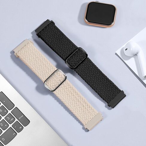 2 Pack Braided Stretchy Nylon Compatible with Kuizil T70 Smart Watch Band/JeeJTek TGW008/zakotu Y66/uaue T60 Smartwatch, Quick Release Solo Loop Sport Elastic Strap Wristbands for Men Women in Saudi Arabia