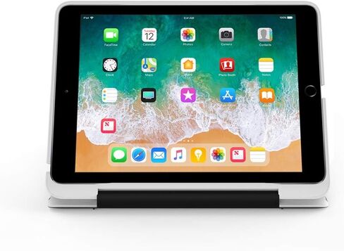 حافظة آيباد لجهاز آيباد 9.7 الجديد، آيباد 9.7 (الجيل الخامس) حافظة حافظة صلبة مضادة للصدمات مع لوحة مفاتيح بلوتوث لاسلكية تدور 360 درجة، غطاء نحيف للغاية - أبيض/فضي in Kuwait