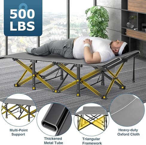 Folding Camping Cot with Comfy Mattress(Grey),500LBS(Max Load),Portable Cot Bed for Adults Include Carry Bags,28" Wider Sleeping Cots for Home,Office Nap,Outdoor Travel Camp Beach in Saudi Arabia