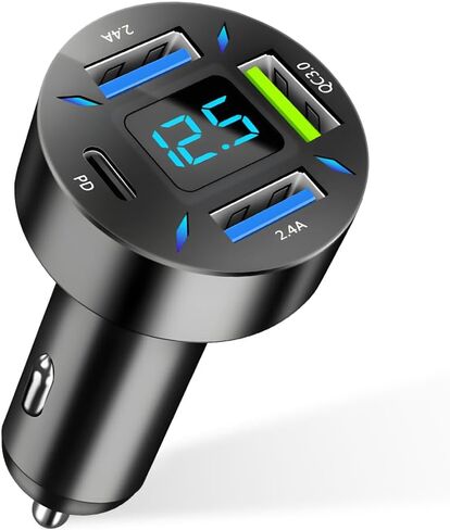 Augeny USB C Car Charger, 4 Port Auto Fast Charger with USB PD & QC 3.0, Cigarette Lighter USB Automotive Adapter Compatible with Most Mobile Cell Phone, Car Accessories (PD+QC 3.0) in Saudi Arabia