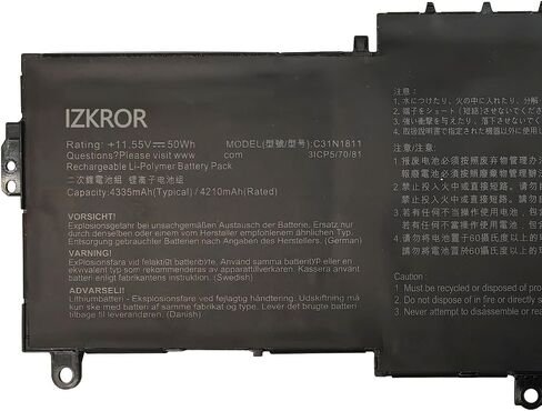 استبدال بطارية C31N1811 50Wh 4335mAh لجهاز ASUS Deluxe14 Deluxe 13 ZenBook 14 UX433 UX433F UX433FA UX433FA-A6018T U433FN UX433FN BX433FN RX433FN Series كمبيوتر محمول 0B200-03080000 11.55V in Saudi Arabia