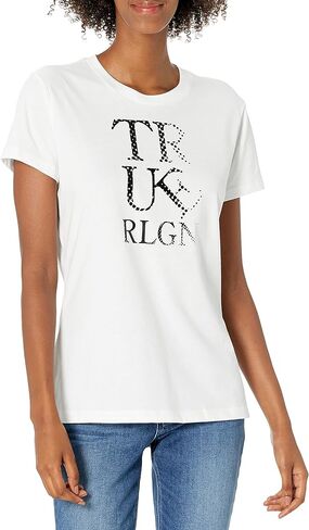 True Religion Women's Tilted Short Sleeve Crew Neck Tee in Kuwait