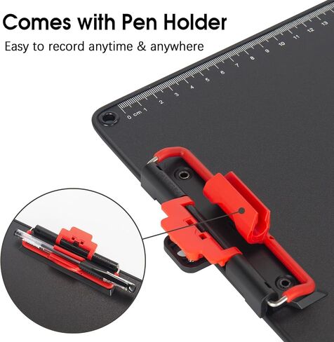 Clipboards with Pen Holder, 12.5 * 9 Inch Standard Letter A4 Size Aluminum Wrapped Edge Protection Clipboard with Ruler for School, Classrooms, Offices, Doctor, Coaches [Upgraded Clip Board] Set of 2 in Saudi Arabia