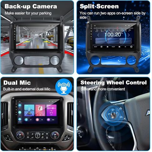 راديو سيارة Android 12 لسيارة شيفروليه سيلفرادو وجي إم سي سييرا 2014-2018، ستيريو سيارة بشاشة لمس IPS مقاس 10 بوصات مع تشغيل لاسلكي، Android Auto، نظام تحديد المواقع العالمي (GPS)، بلوتوث، FM، راديو سيلفرادو 4+64 جيجابايت مع كاميرا احتياطية in Kuwait