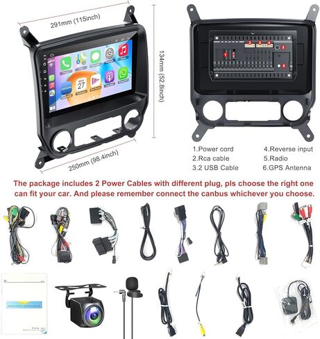 راديو سيارة Android 12 لسيارة شيفروليه سيلفرادو وجي إم سي سييرا 2014-2018، ستيريو سيارة بشاشة لمس IPS مقاس 10 بوصات مع تشغيل لاسلكي، Android Auto، نظام تحديد المواقع العالمي (GPS)، بلوتوث، FM، راديو سيلفرادو 4+64 جيجابايت مع كاميرا احتياطية in Kuwait