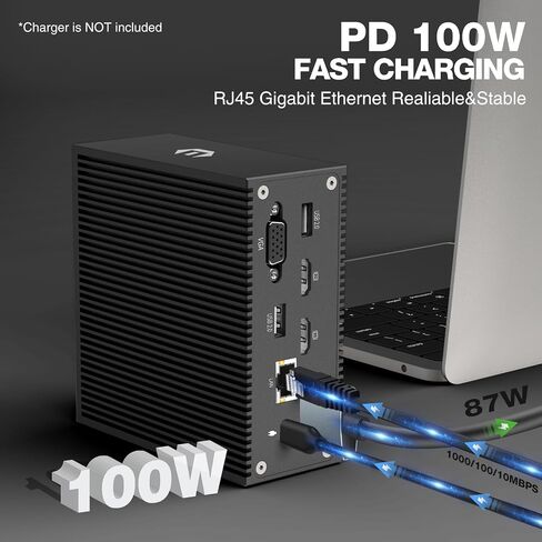 محطة إرساء USB C 16 في 2 شاشة USB C ثلاثية عالمية مع 4K HDMI وVGA ومدخل PD 100 واط PD محور مثالي متعدد المنافذ لأجهزة MacBook Pro/Air وLenovo وHP وDell USB-A/C 3.0 وRJ45 وصوت وميكروفون وSD/TF in Saudi Arabia