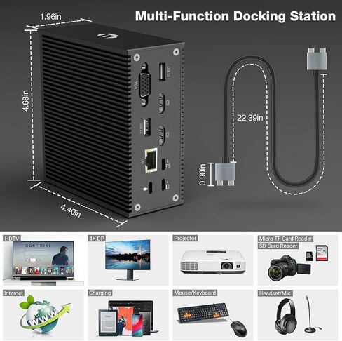 محطة إرساء USB C 16 في 2 شاشة USB C ثلاثية عالمية مع 4K HDMI وVGA ومدخل PD 100 واط PD محور مثالي متعدد المنافذ لأجهزة MacBook Pro/Air وLenovo وHP وDell USB-A/C 3.0 وRJ45 وصوت وميكروفون وSD/TF in Saudi Arabia