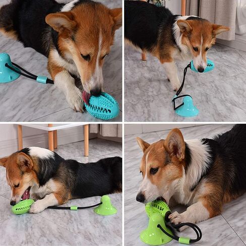 Dog Chew Toy with Suction Cup for Aggressive Chewers,Puppy Training Treats Food Dispensing Toothbrush Pet Teeth Cleaning Rope Toys for Dogs in Saudi Arabia