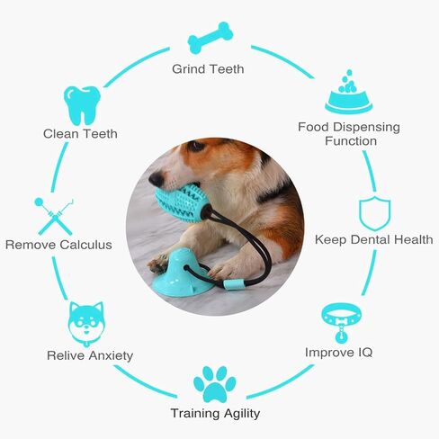 Dog Chew Toy with Suction Cup for Aggressive Chewers,Puppy Training Treats Food Dispensing Toothbrush Pet Teeth Cleaning Rope Toys for Dogs in Saudi Arabia